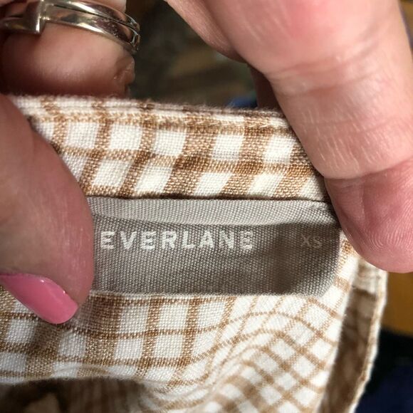 Everlane The Linen Billow Blouse Oversized Gingham Long Sleeve - XS - Picture 13 of 15